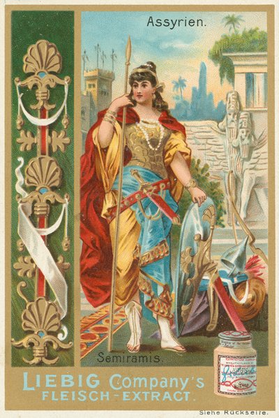 Assyrien, Semiramis, Liebig-Karte, frühes 20. Jahrhundert von European School