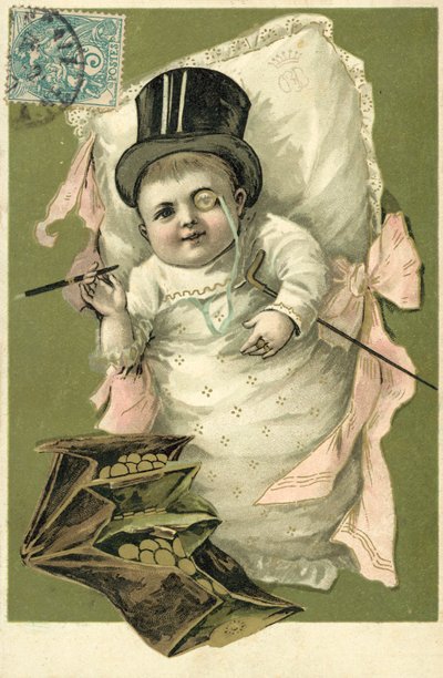 Baby mit Zylinder und Monokel von European School
