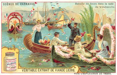 Blumenschlacht im Hafen von Villefranche, Frankreich von European School