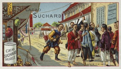 Boxer auf einer Straße in Peking, China, Boxeraufstand, 7. Juni 1900 von European School