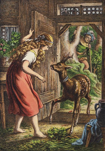 Bruder und Schwester (Farblithografie) von European School