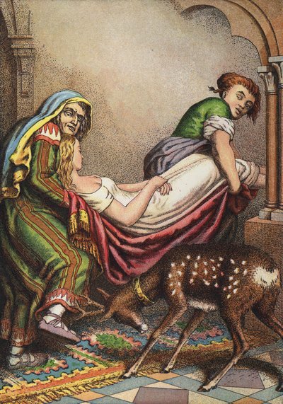 Bruder und Schwester (Farblithografie) von European School
