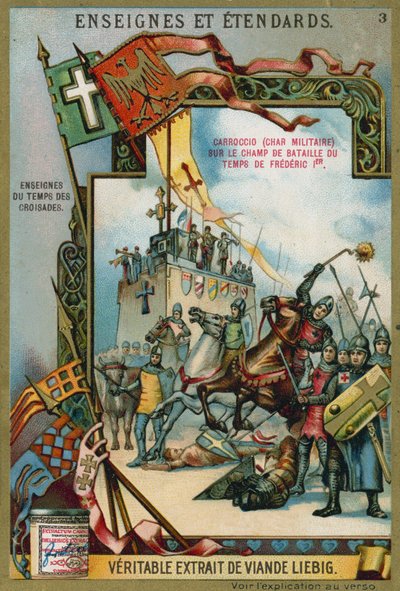 Carroccio auf einem Schlachtfeld zur Zeit von Friedrich I. Barbarossa, 12. Jahrhundert von European School