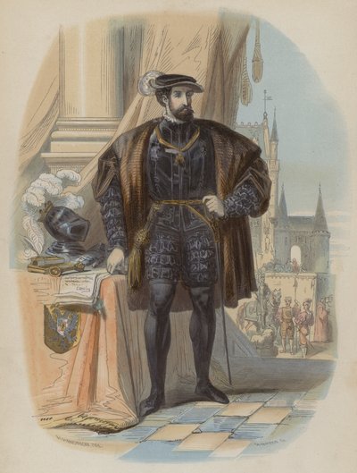 Karl V., Heiliger Römischer Kaiser (kolorierte Gravur) von European School