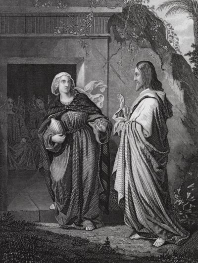 Christus erscheint Maria, Johannes, Kap. 20, V. 14 (Gravur) von European School