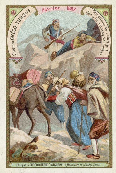 Christen suchen Zuflucht in den Bergen von Kreta, Griechisch-Türkischer Krieg, Februar 1897 von European School