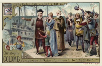 Christoph Kolumbus bricht zu seiner Reise in die Neue Welt auf, Palos, Spanien, 3. August 1492 von European School