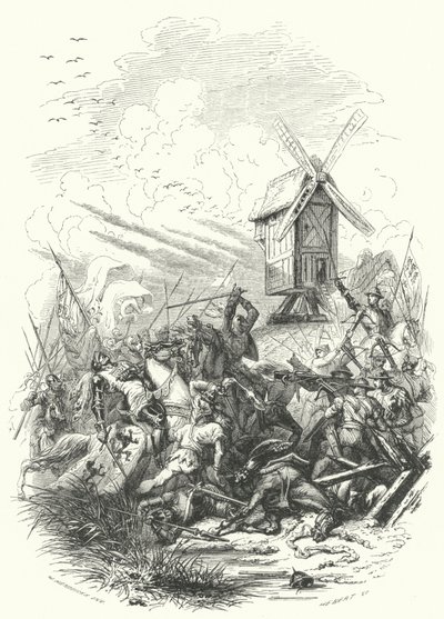 Tod von Johann von Böhmen in der Schlacht von Crécy, 1346 von European School