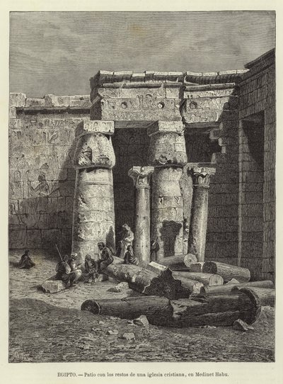 Ägypten - Hof mit den Überresten einer christlichen Kirche in Medinet Habu von European School