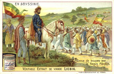 Kaiser Menelik II. von Äthiopien inspiziert Truppen von European School