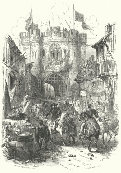 Einzug von Philipp dem Kühnen, Herzog von Burgund, in Antwerpen (Gravur) von European School