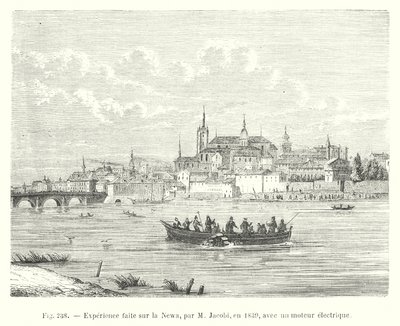 Erfahrung gemacht auf der Newa, von M Jacobi, 1839, mit einem Elektromotor von European School