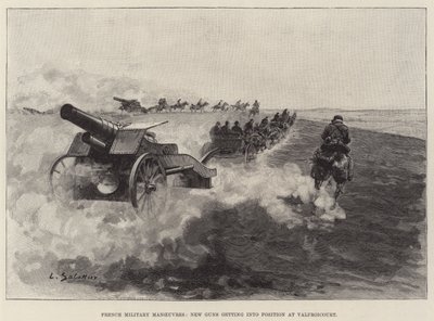 Französische Militärmanöver, neue Kanonen in Stellung bei Valfroicourt von European School