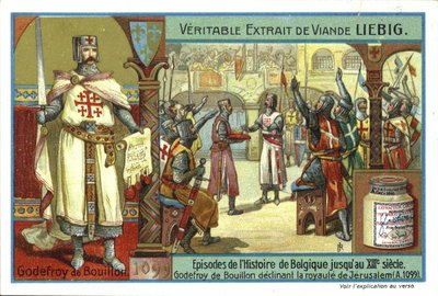 Gottfried von Bouillon lehnt die Krone von Jerusalem ab, Erster Kreuzzug, 1099 von European School