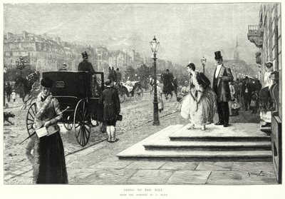 Zum Ball gehen, Gemälde von G. Marx (Lithografie) von European School