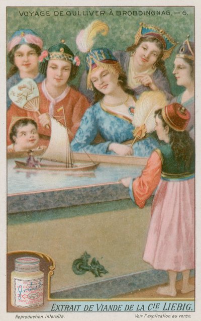 Gulliver in einem Spielzeugboot von European School