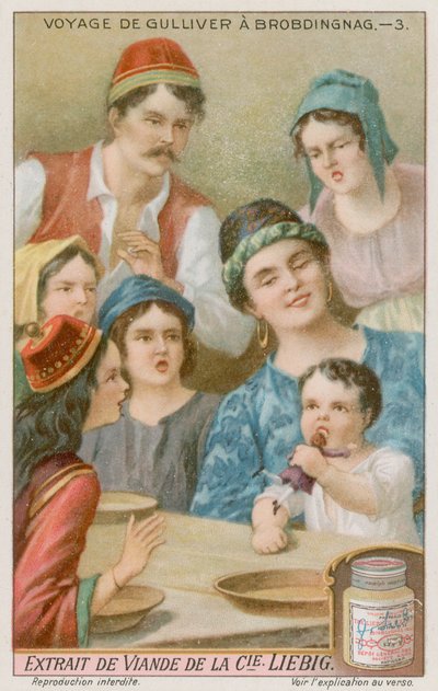 Gulliver wird von einem riesigen Baby gefangen genommen von European School