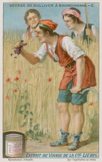 Gulliver wird von einem riesigen Bauern gefunden von European School