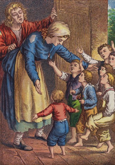 Däumelinchen (Farblithografie) von European School