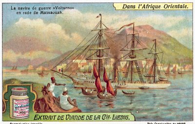 Italienisches Kriegsschiff Volturno im Hafen von Massawa, Eritrea von European School