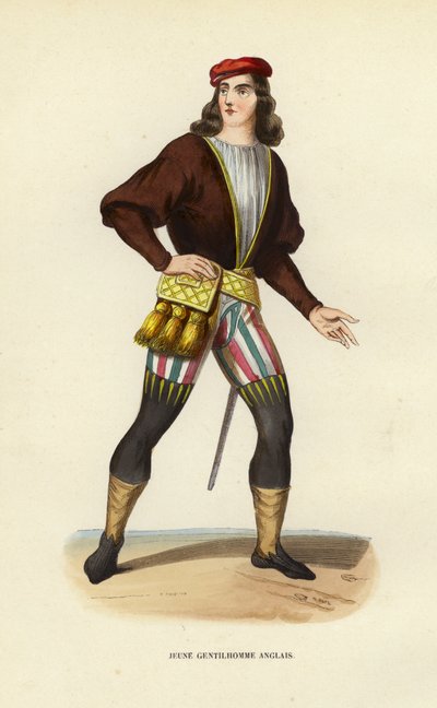 Jeune Gentilhomme Anglais (farbige Gravur) von European School