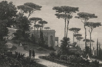 Der Monte-Pincio in Rom (Gravur) von European School