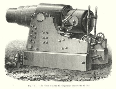 Das riesige Kanonenrohr der Weltausstellung von 1867 von European School