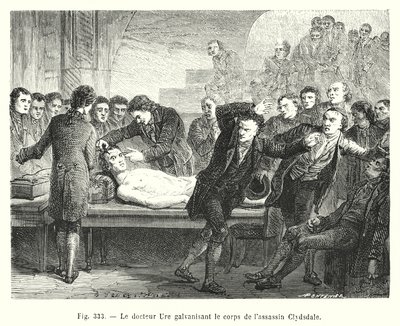 Dr. Ure galvanisiert den Körper des Mörders Clydsdale von European School