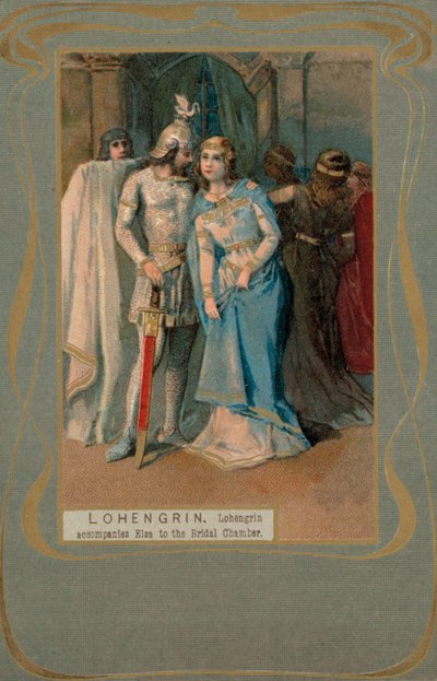 Lohengrin begleitet Elsa zur Brautkammer (Farblithografie) von European School