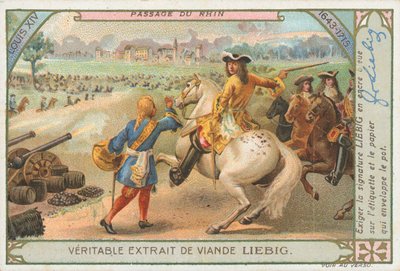 Ludwig XIV überquert den Rhein, Liebig-Karte, frühes 20. Jahrhundert von European School