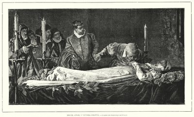 Michelangelo ehrt den toten Körper von Vittoria Colonna von European School