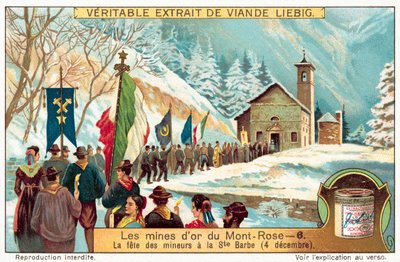 Bergleute der Monte Rosa Goldminen feiern das Fest der Heiligen Barbara, Schutzpatronin der Bergleute von European School