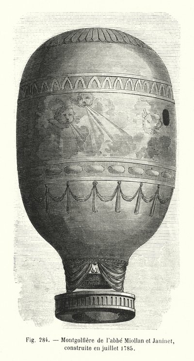Montgolfière von Abbé Miollan und Janinet, gebaut im Juli 1785 (Stich) von European School
