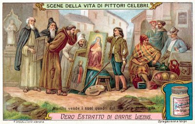 Murillo verkauft seine Gemälde auf dem Markt von Sevilla von European School