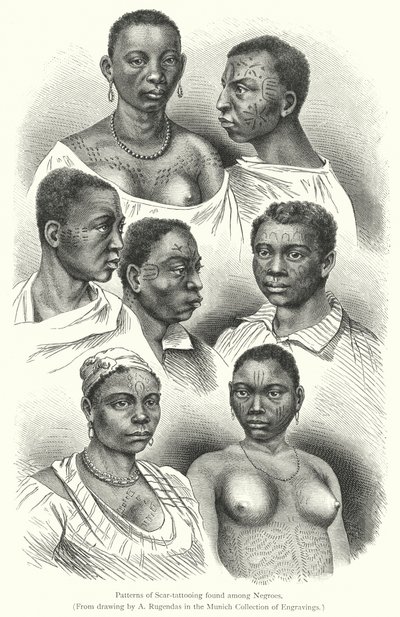 Muster der Narbentätowierung bei Negern von European School