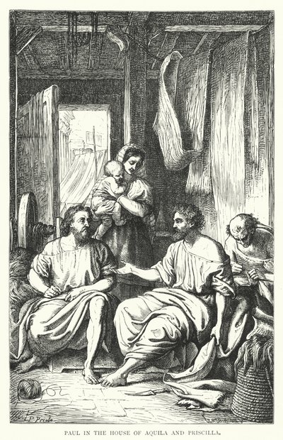 Paulus im Haus von Aquila und Priscilla (Gravur) von European School