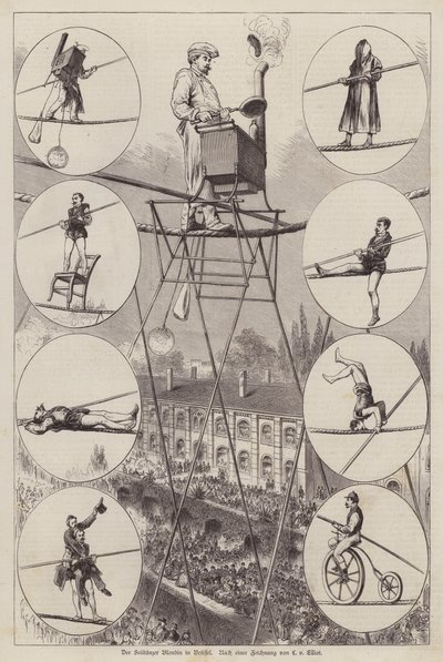 Auftritt des französischen Seiltänzers und Akrobaten Charles Blondin in Brüssel von European School