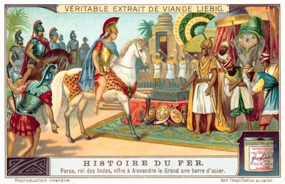 Porus, König der Pauravas, bietet Alexander dem Großen einen Stahlbarren an von European School