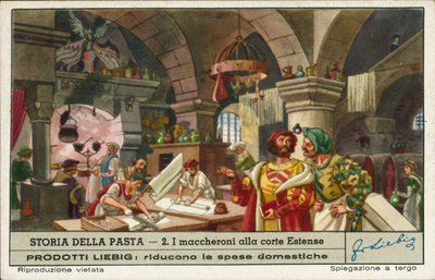 Zubereitung von Makkaroni in den Küchen des Este-Hofs, Italien von European School