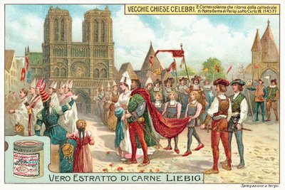 Prozession verlässt Notre Dame de Paris während der Herrschaft von Karl VII. von Frankreich von European School