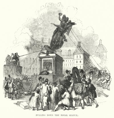 Abreißen der königlichen Statue von European School