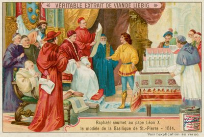 Raffael reicht Papst Leo X. einen Entwurf ein von European School