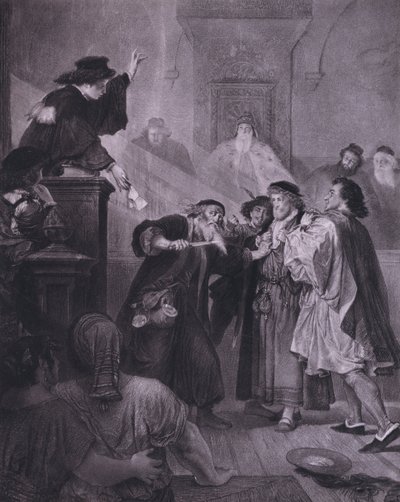 Szene aus Shakespeares Der Kaufmann von Venedig (Akt IV, Szene 1) von European School