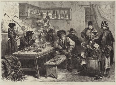 Skizzen in Spanien, eine Taverne in den Vororten von Madrid (Stich) von European School