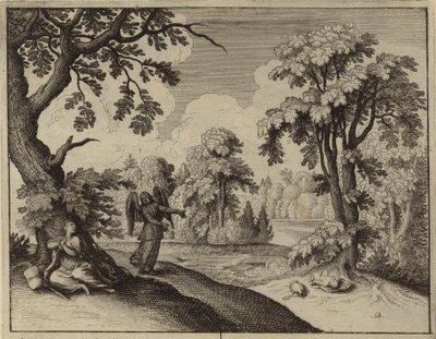 Der Engel tröstet Hagar in der Wüste (Stich) von European School
