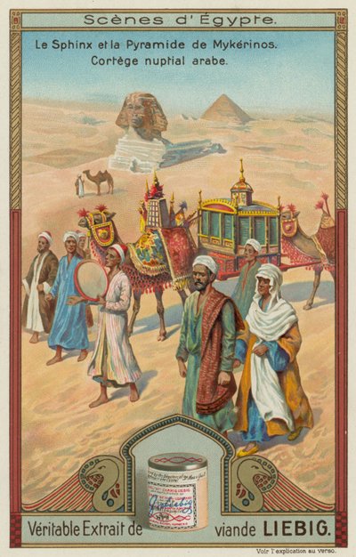 Die Sphinx und die Pyramide von Menkaure mit einer arabischen Hochzeitsprozession von European School