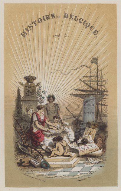 Die Geschichte Belgiens (farbige Gravur) von European School
