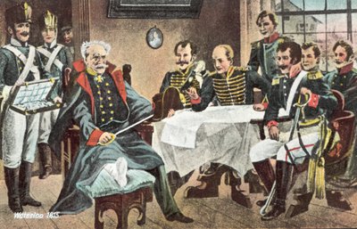 Waterloo 1815, Blücher erhält den Hut, das Schwert und die Auszeichnungen des Kaisers in Genappe von European School