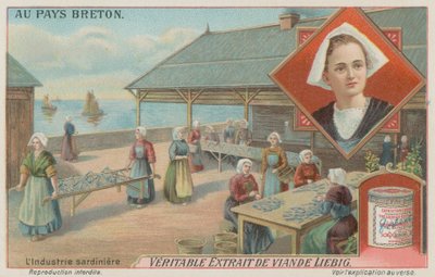 Frauen bereiten Sardinen vor (Chromolithografie) von European School