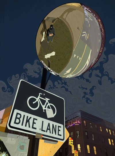 Fahrradweg-Schild, Prospect Park von Evan Sklar
